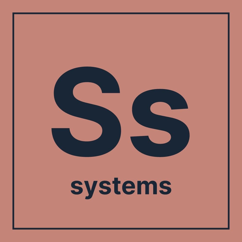 Systems element card with 'Ss' symbol in dark navy on dusty rose background